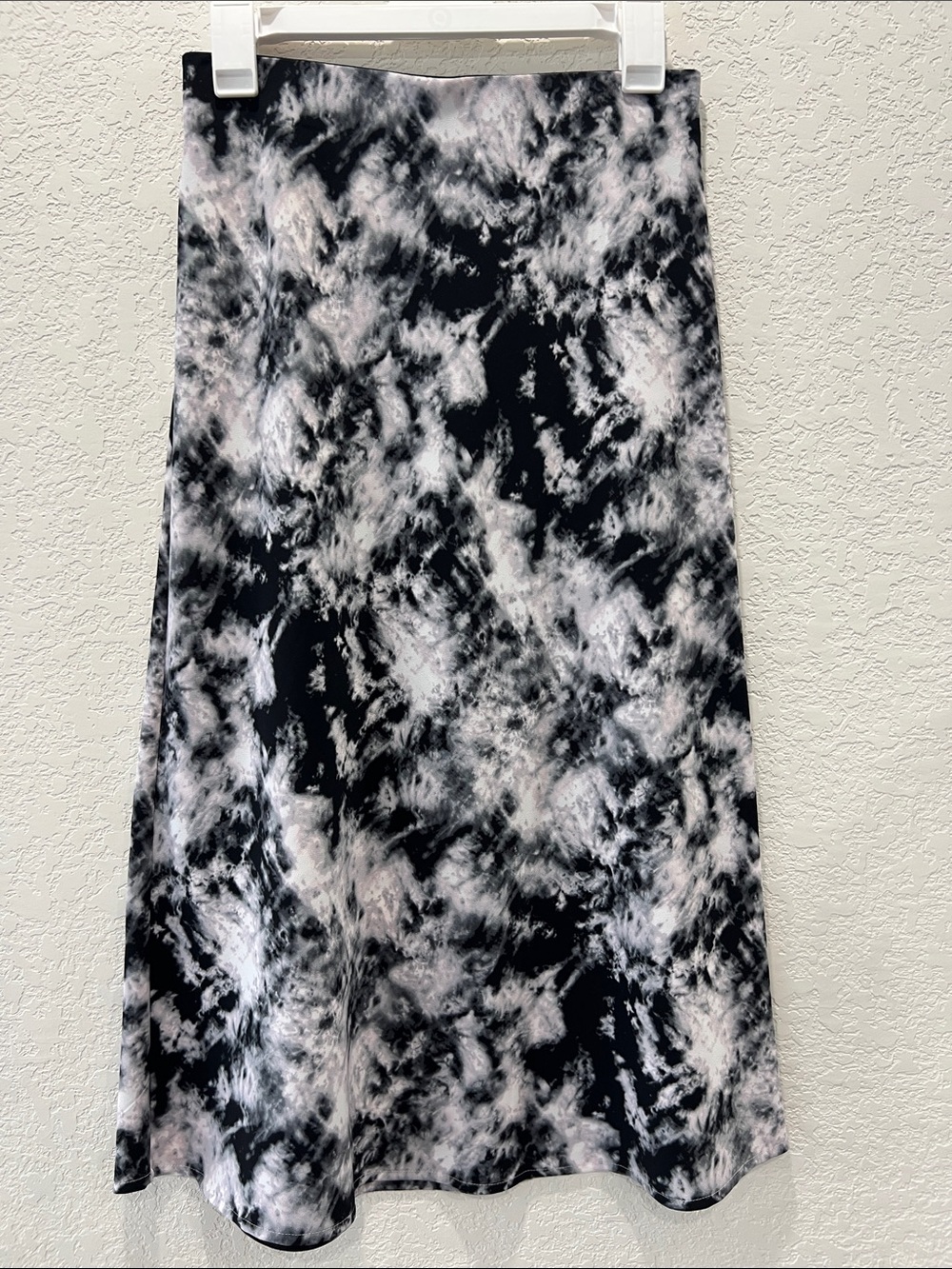 Sanctuary Black and White Marble-Print A-Line Skirt